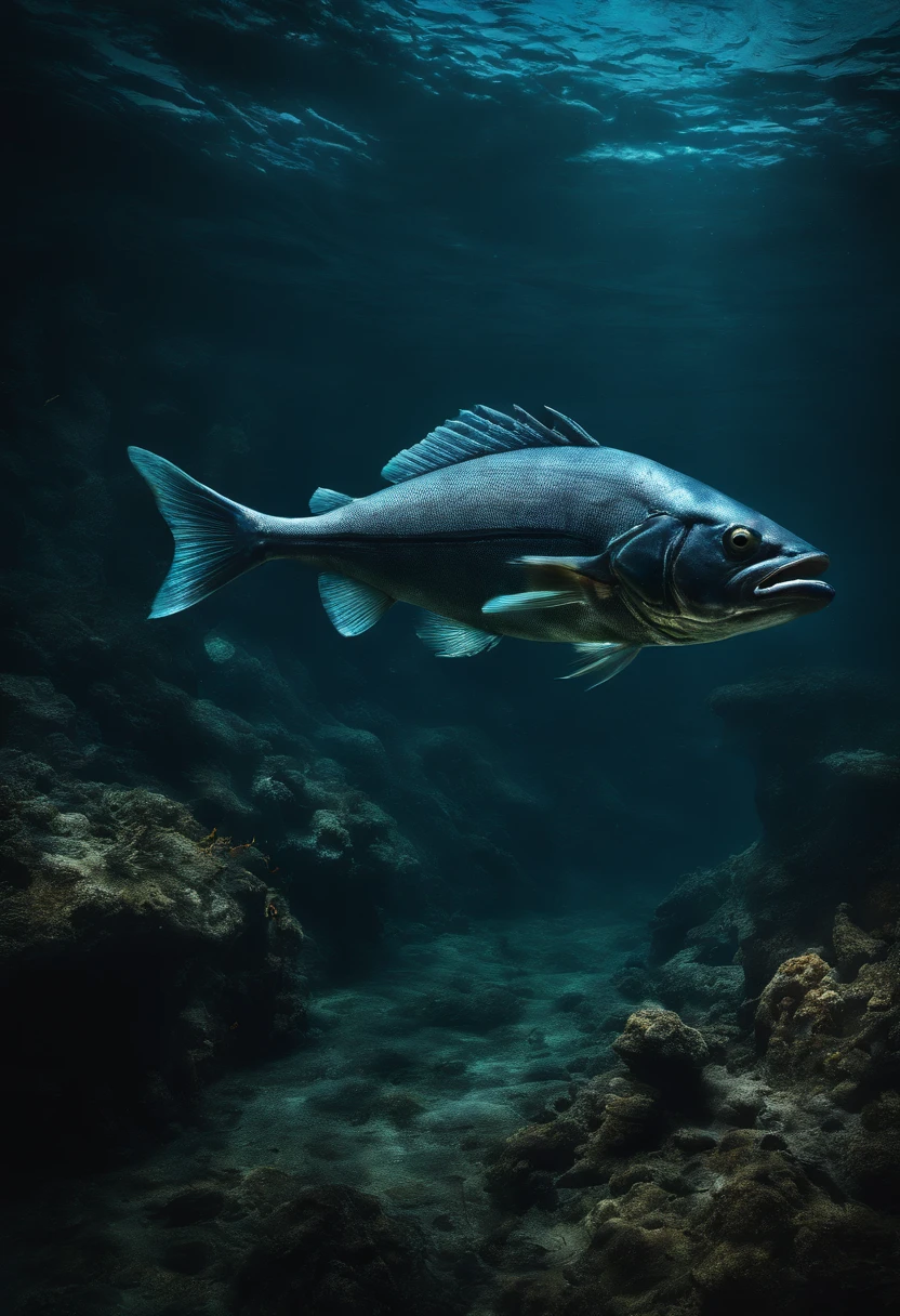 (big zander underwater),(best quality,ultra-detailed,realistic),underwater photography,clear blue water,lush underwater plants,colorful coral reefs,tropical fish swimming gracefully,big zander fish lurking in the shadows,sparkling sunlight piercing through the water surface,scattered bubbles adding a sense of movement,dimly lit underwater cave in the background,vibrant colors illuminating the scene,faint rays of light enhancing the mystery and beauty of the underwater world.
