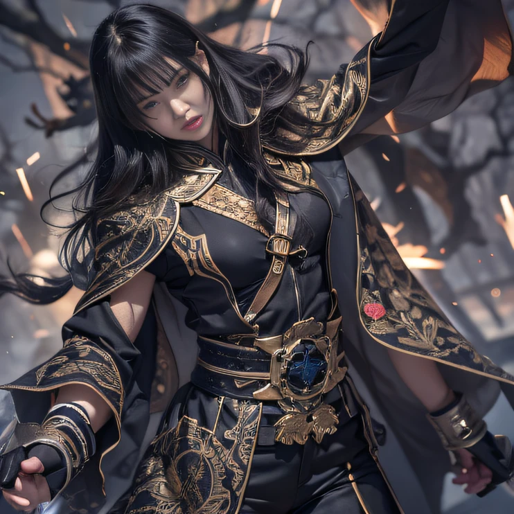 （废墟）eyes filled with angry，He clenched his fists，Rush up，Deliver a fatal blow to your opponent，full bodyesbian，Full Body Male Mage 32K（tmasterpiece，k hd，hyper HD，32K）Long flowing black hair，Campsite size，zydink， a color， patriot （废墟）， （Linen batik scarf）， Angry fighting stance， looking at the ground， Batik linen bandana， Chinese python pattern long-sleeved garment， （Abstract propylene splash：1.2）， Dark clouds lightning background，Flour flies（realisticlying：1.4），Black color hair，Flour fluttering，Background fog， A high resolution， the detail， RAW photogr， Sharp Re， Nikon D850 Film Stock Photo by Jefferies Lee 4 Kodak Portra 400 Camera F1.6 shots, Rich colors, ultra-realistic vivid textures, Dramatic lighting, Unreal Engine Art Station Trend, cinestir 800，Flowing black hair,（（（Male mage））），The male mage was furious，