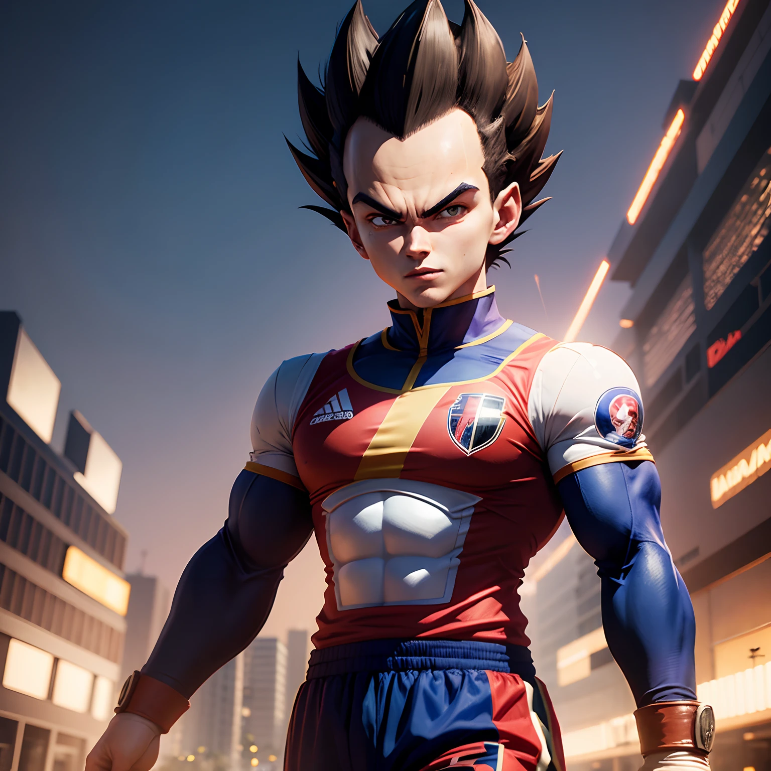 Vegeta in the uniform of São Paulo fc, With a face if victory.