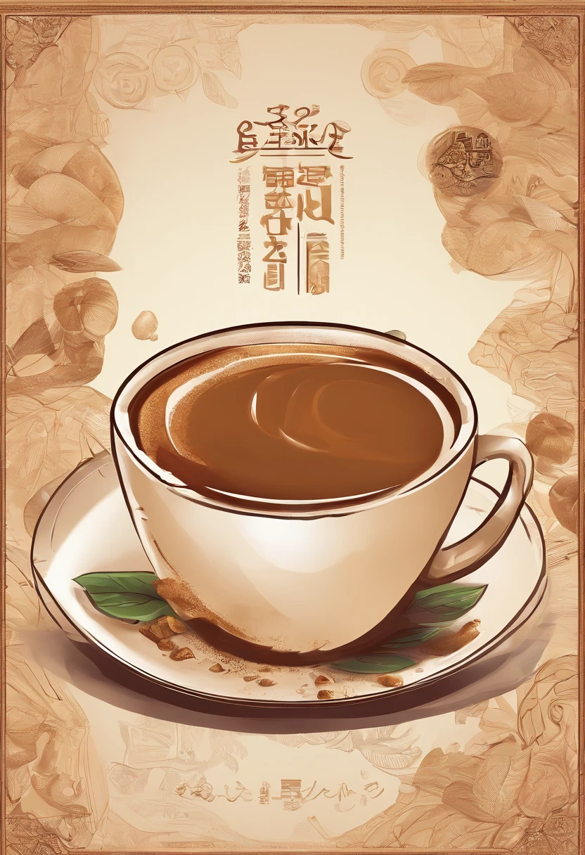 Create an ad，The theme is brown sugar red bean latte，Choose stickman style