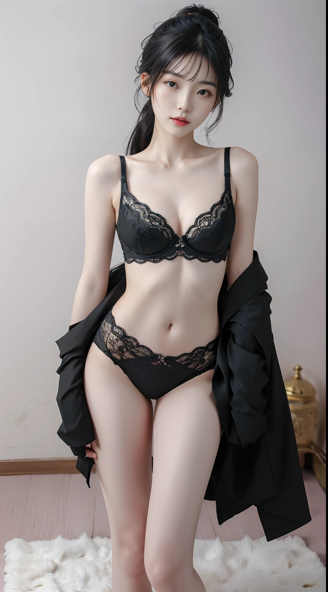 araffe asian woman in a black lingerie posing on a mat, chinna girl, very beautiful cute, beautiful asian girl, chinna model,red underwear, pink bra, black panties, wearing glasses ,half body, sexy, sexy pose, attractive cat girl, beautiful young catgirl, sexy girl, asian girl, beautiful south korean woman, gorgeous chinese model, japanese goddess, gorgeous young korean woman, attractive pose, young asian girl, beautiful young korean woman