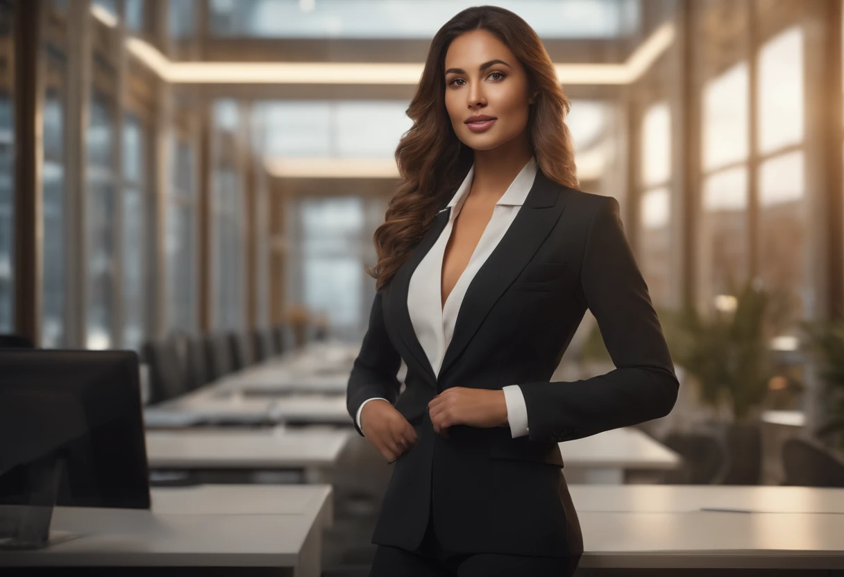 a portrait of a businesswoman in a bikini in the style of unreal engine 5, feminine empowerment --ar 128:85
a woman dressed in a business suit standing in front of people, in the style of portraits with soft lighting, 32k uhd, bold curves, youthful energy, cabincore, black and amber, handsome --ar 128:85
young businesswoman in business suit, in the style of emotionally complex, wavy --ar 128:85
a beautiful business woman is standing in her suit, in the style of unreal engine 5, sharp focus --ar 128:8