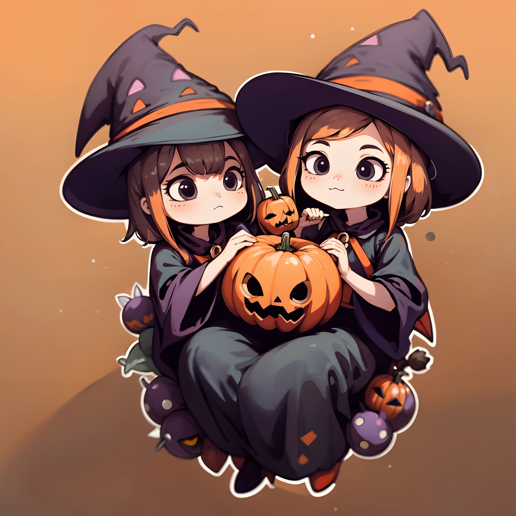 sticker,1witch,simple background, Halloween