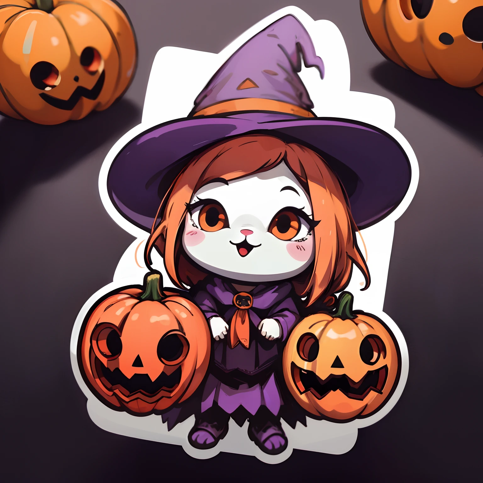 sticker,1witch,simple background, Halloween