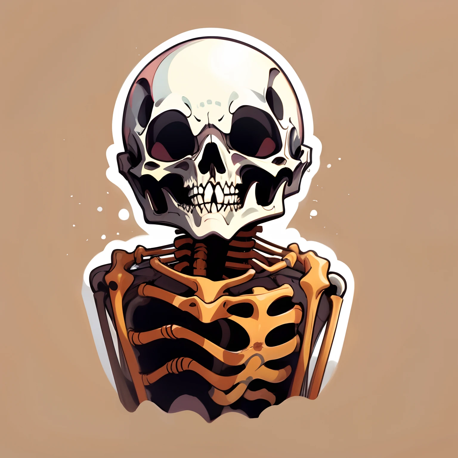 sticker, 1skeleton, simple background, Halloween