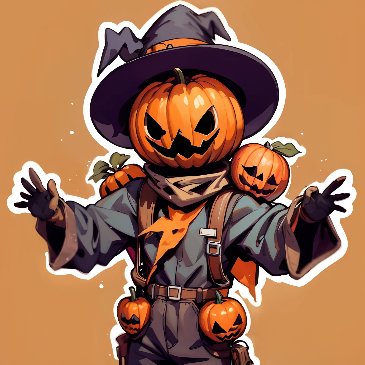 sticker, 1scarecrow, simple background, Halloween