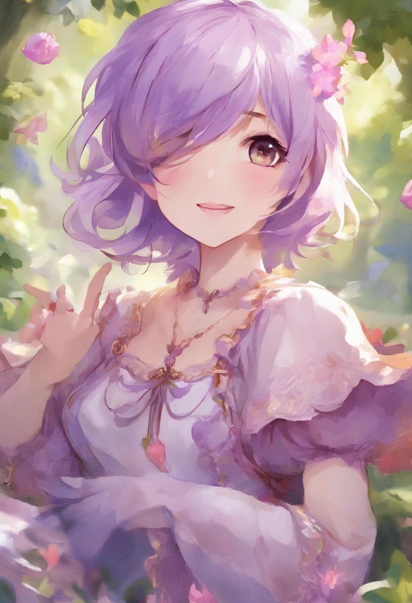 Light purple shorthair、illustratio、girl with、profile、thumbnail