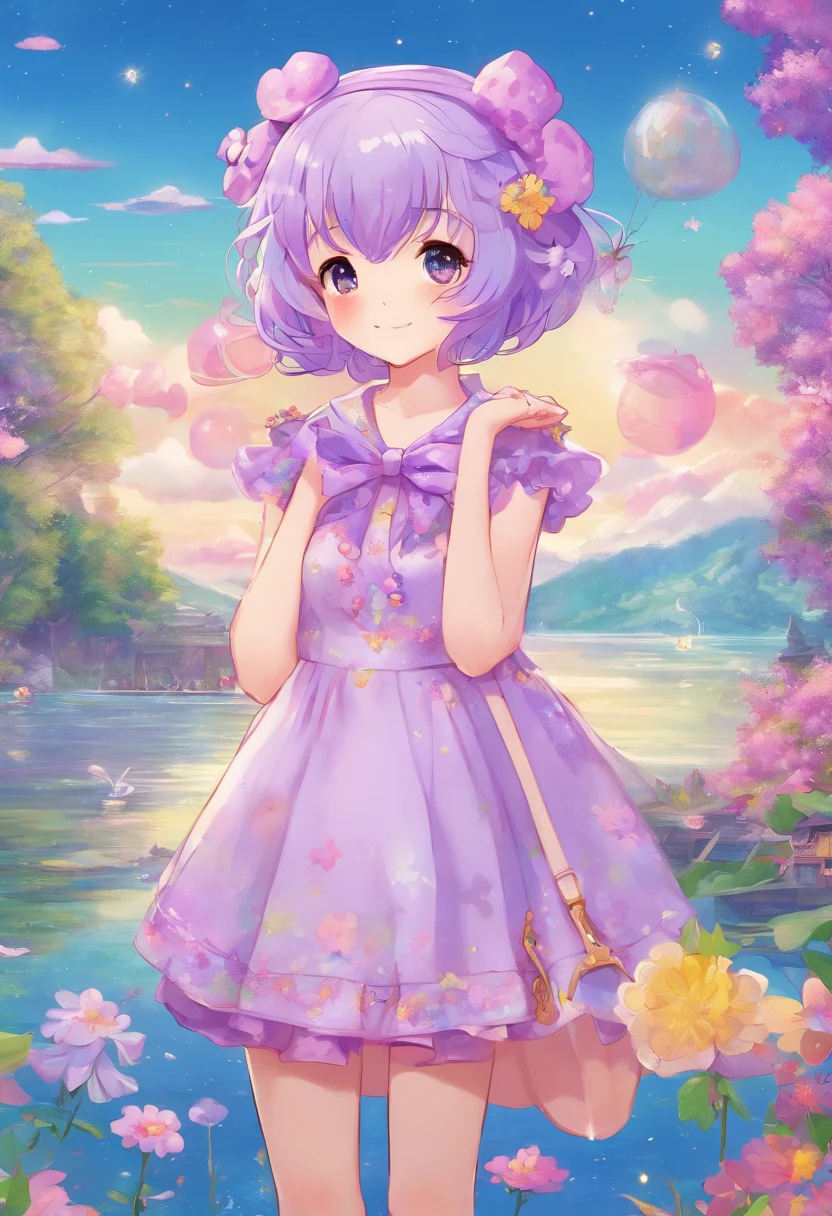 Lilac Shorthair Girl Enters the Lake、See knee-deep sky full of stars