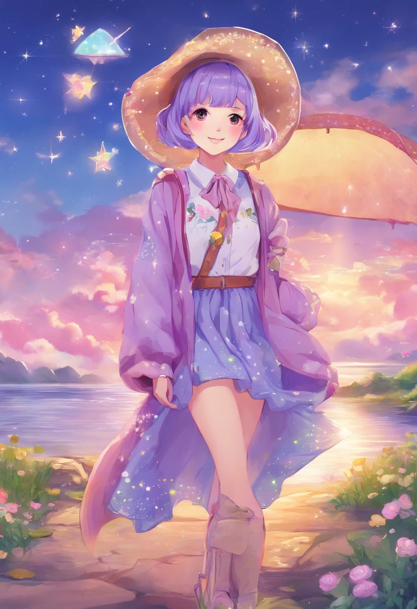 Lilac Shorthair Girl Enters the Lake、See knee-deep sky full of stars