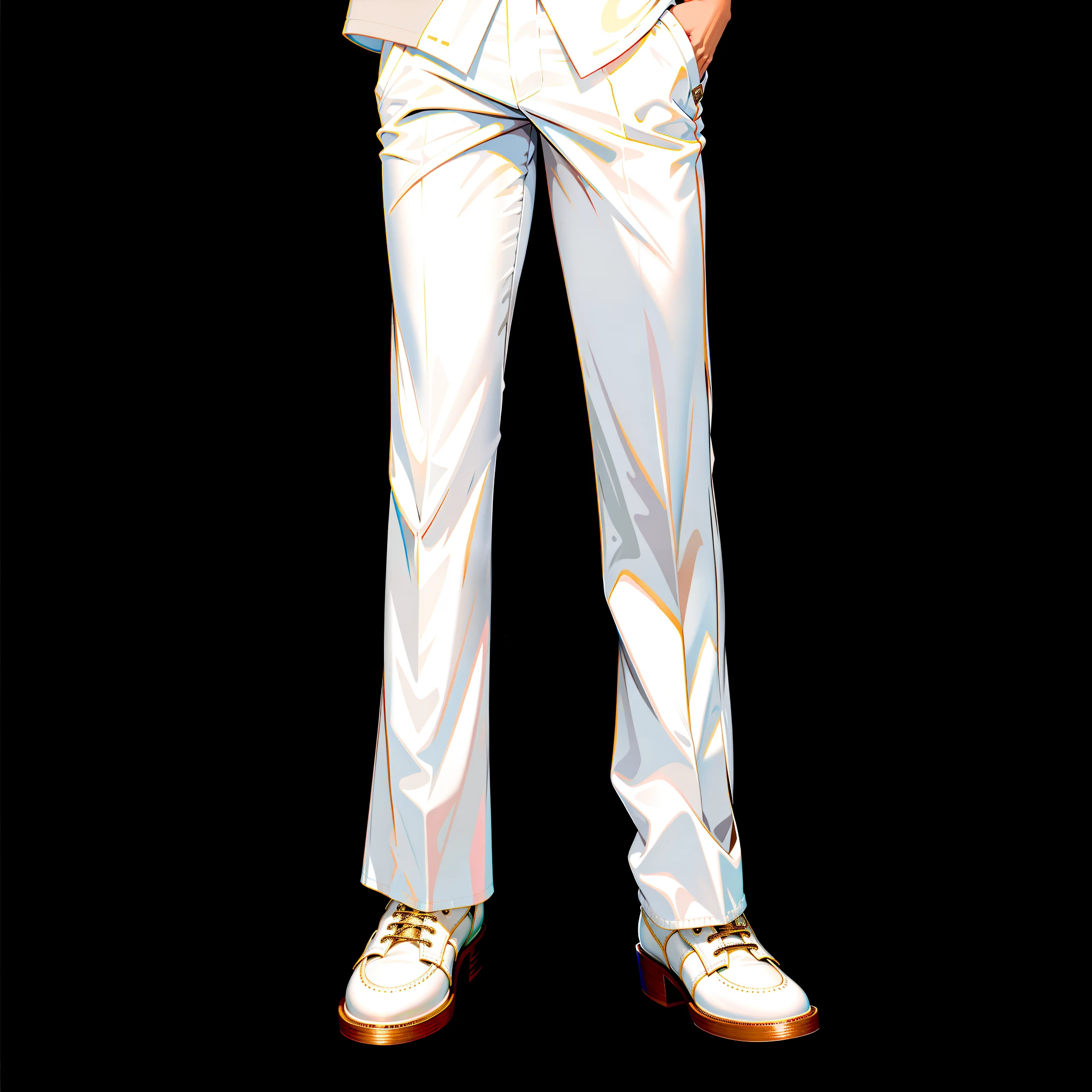 Masterpiece, Best quality,higher details,White shirt,white pantie,White leather shoes,Hand in pocket