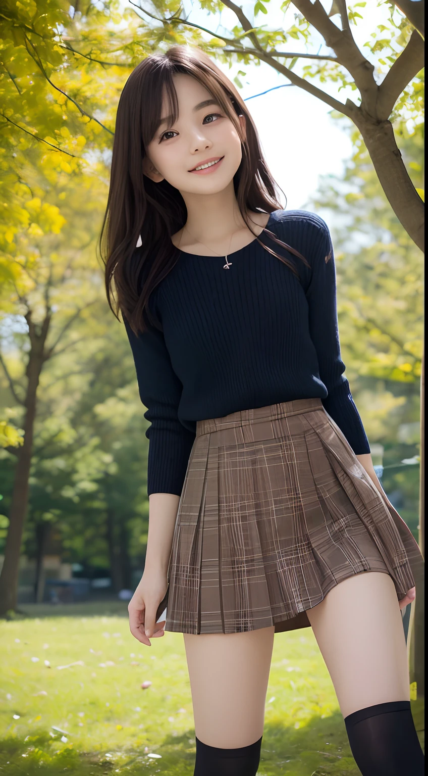 (Happy expression on face)、Raw photography、(((Photograph the ultimate beauty in the skirt from below)))、((glistning skin))、女の子1人、15 year old beautiful girl in Prague、bright expression、((brown haired))、Raise hair、ample breasts、(Autumn Outfit Outfit)、Lace panties、(Panty view from directly below)、knee high socks、((skirt rift))、((lift up one's skirt))、((ultra-detailliert))、(Perfectly detailed face)、(Detailed hand)、(A detailed5Finger)、(Good human anatomy)、Photorealistic images、((masterpiece、top-quality、ultra-detailliert、Film Light、intricate-detail、hight resolution、ighly detailed))、细致背景、8KUHD、Digital SLR、Soft light、hightquality、Film grain、FujifilmXT3 、Shallow depth of field、natural soft light、Kamimei