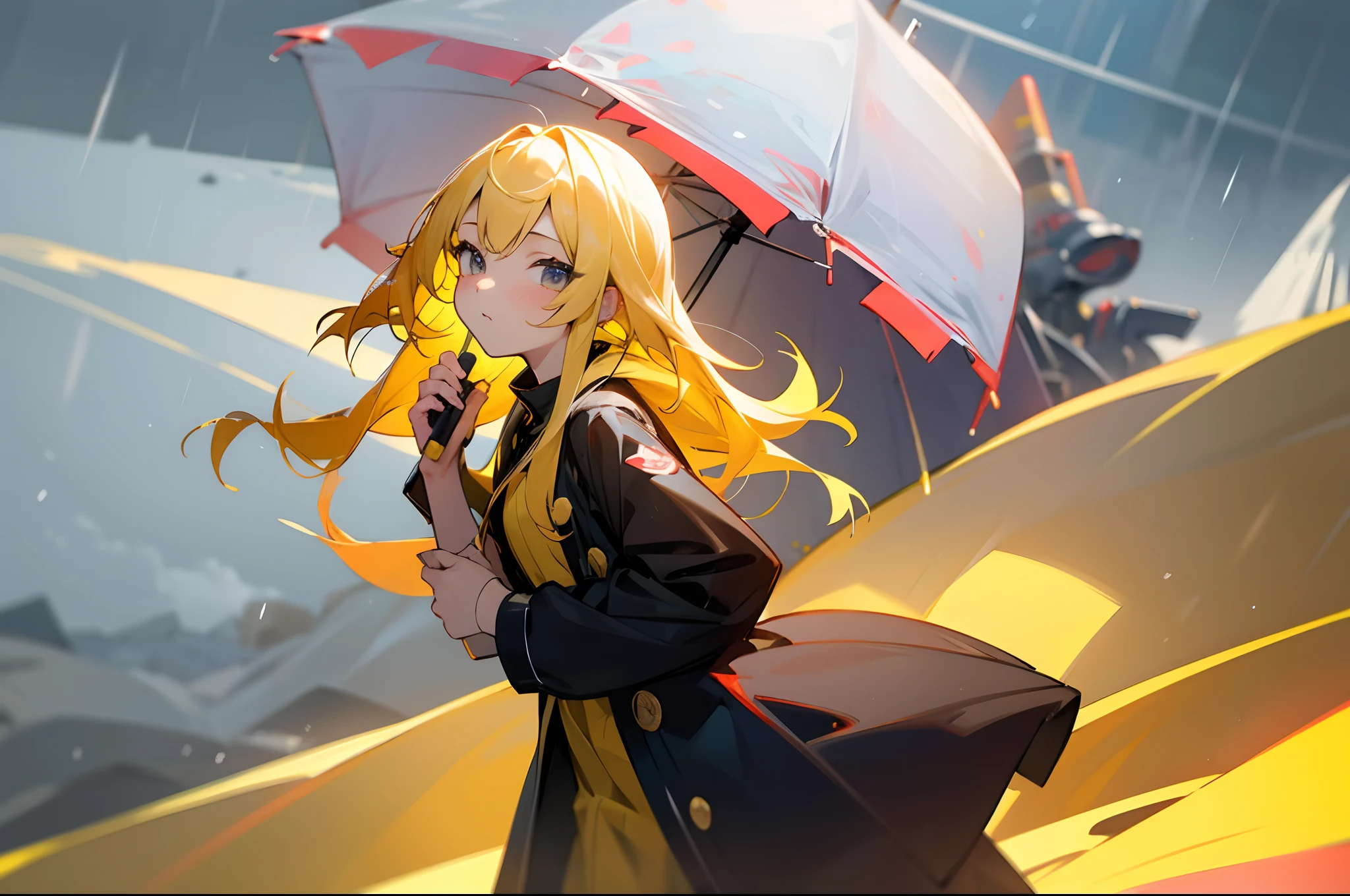 Yellow hair,围巾,teens girl,Reporter,typhoon,Bad weather,Live streaming