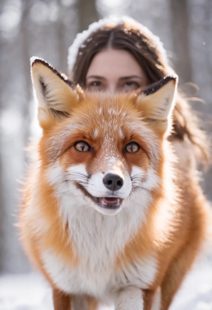 Fox and Snow is a beautiful girl,Very white loves dogs