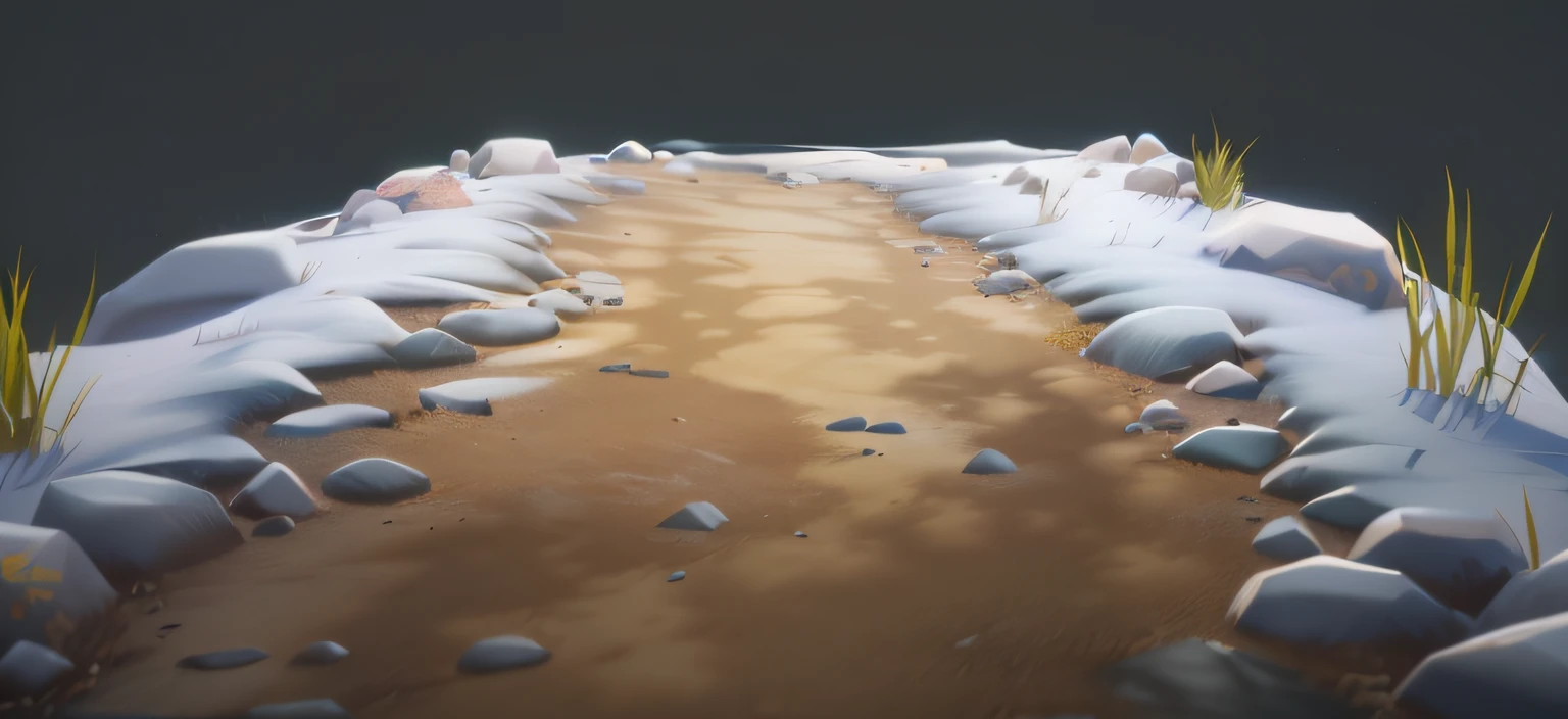 There is a picture of dry land with rocks and grass,detailed soft painting, game assets, 3 d render stylized, hyperdetailed crisp render, stylized 3d render, stylized as a 3d render, stylised textures, Rendered in redshift, game render,