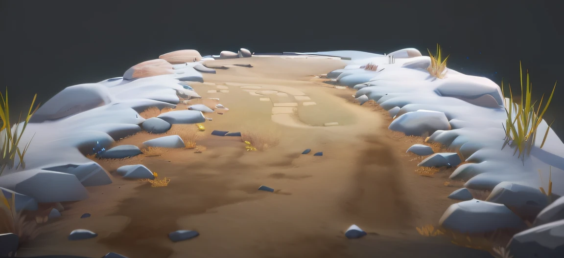 There is a picture of dry land with rocks and grass,detailed soft painting, game assets, 3 d render stylized, hyperdetailed crisp render, stylized 3d render, stylized as a 3d render, stylised textures, Rendered in redshift, game render,