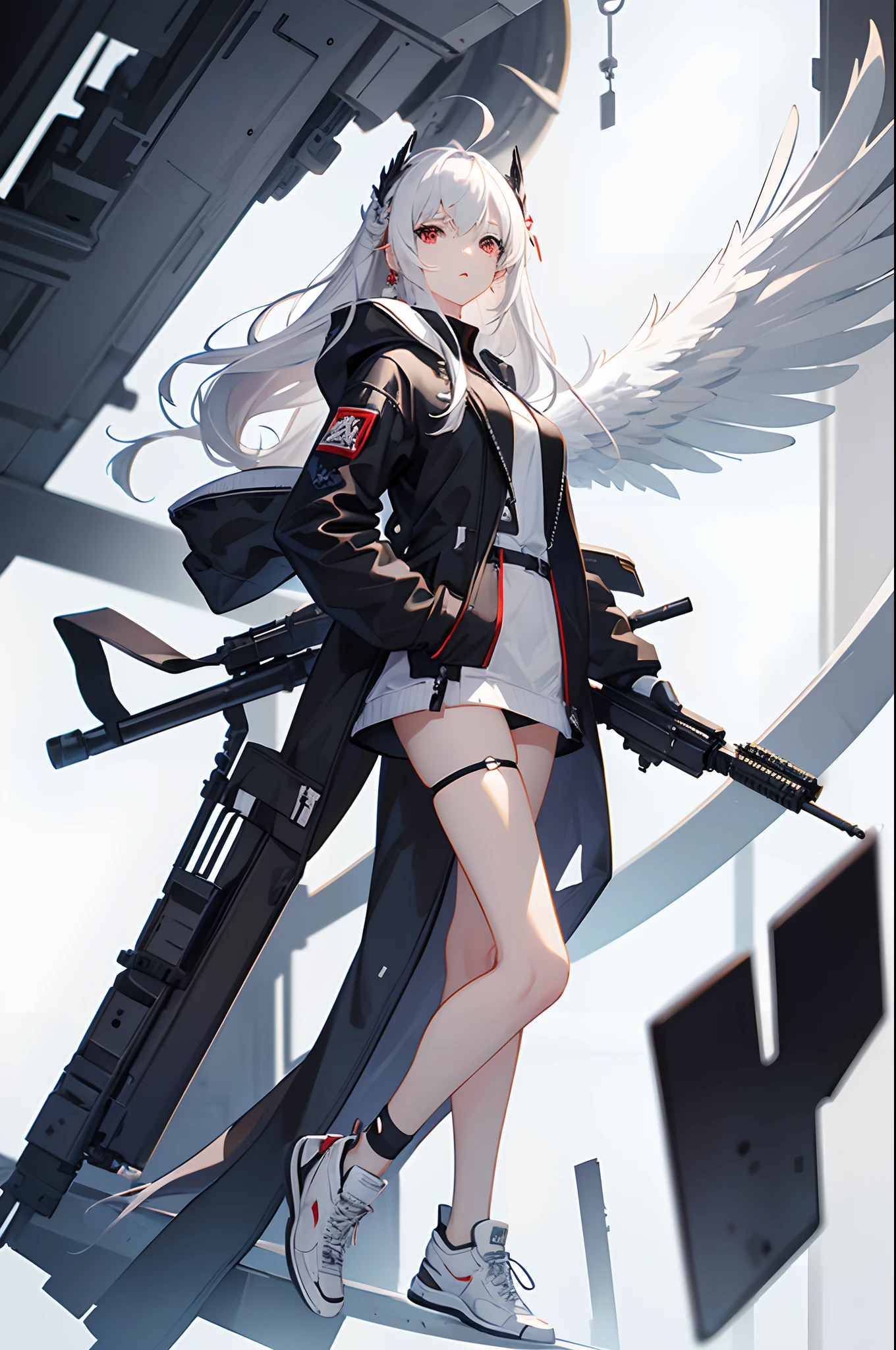 Anime Girl With Wings And A Gun
