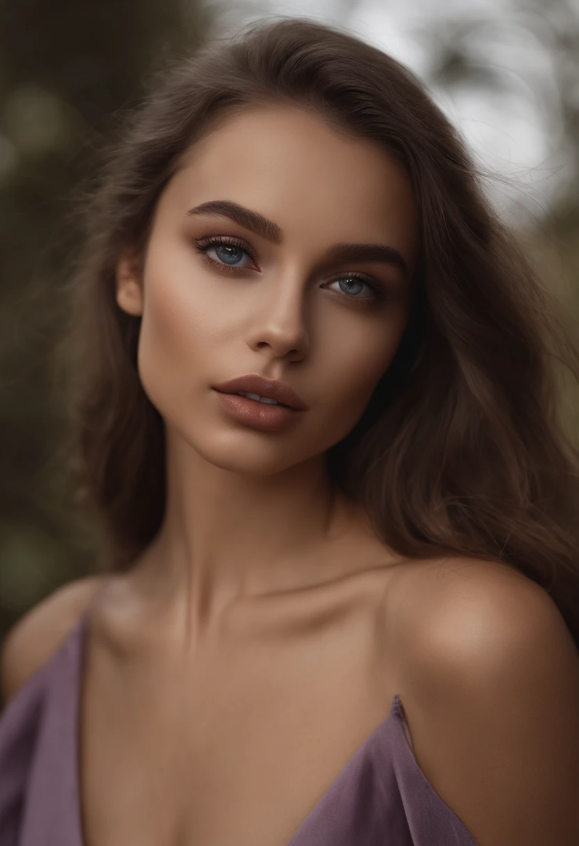Arafed woman with exposed breasts, fille sexy aux yeux bruns, Portrait Sophie Mudd, cheveux bruns et grands yeux, selfie of a young woman, Yeux de chambre, Violet Myers, sans maquillage, maquillage naturel, looking straight at camera, Visage avec Artgram, Maquillage subtil, Superbe photo du corps entier, maghrebine, topless