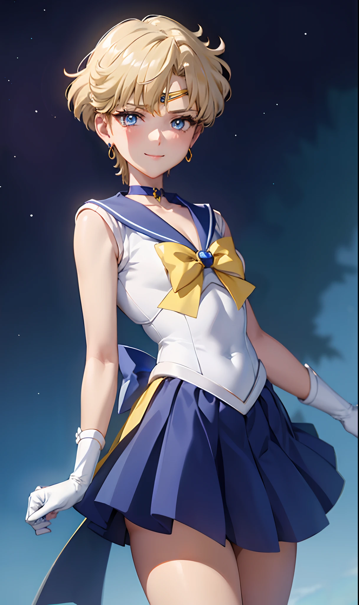 (masterpiece:1.2, highest quality), (realistic, photorealistic:1.4), beautiful illustrations, (natural side lighting, movie lighting), Depth of written boundary,
looking at the viewer, (face focus, Upper body), Front view, full body figure,full body,1 girl, English, high school girl, , perfect face, Cute symmetrical face, shiny skin,
(bob hair:1.7,blonde), asymmetrical bangs, Big eyes, droopy eyes, long eyelashes chest), thin,
beautiful hair, beautiful face, fine and beautiful eyes, beautiful clavicle, beautiful body, beautiful breasts, beautiful thighs, beautiful feet, beautiful fingers,
((fine fabric texture, sailor moon, Sleeveless white collar shirt, White pleated skirt, Navy bow tie)), (beautiful scenery), evening, (In front of the blackboard in the classroom), Are standing, (smile, Upper grade, open your mouth), (from below:1.5),(visibility is low:1.5), (((No panties, genitals visible)))