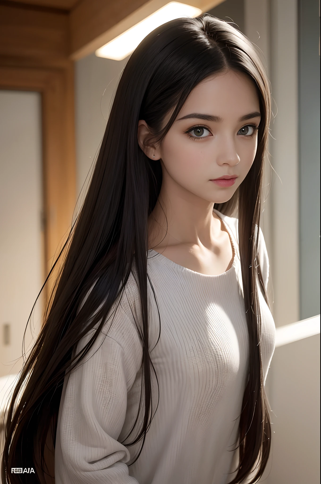 (foto RAW, melhor qualidade), (realista, foto realista: 1.2), Uma garota , alta qualidade, (pele altamente detalhada: 1.4), olhos verdes , cabelo lindo, (quarto escuro: 1.3), (Rim lighting: 1.3) , (pouco iluminado:1.3), (noite escura:1.3), dentro de casa, retrato, cabelo preto, fundo escuro, cabelo curto,8k