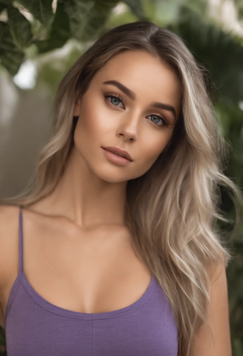 Arafed woman with matching tank top and panties, fille sexy aux yeux bruns, Portrait Sophie Mudd, cheveux bruns et grands yeux, selfie of a young woman, Yeux de chambre, Violet Myers, sans maquillage, maquillage naturel, looking straight at camera, Visage avec Artgram, Maquillage subtil, Superbe photo du corps entier