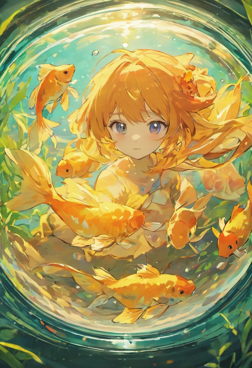 Goldfish in a round aquarium
