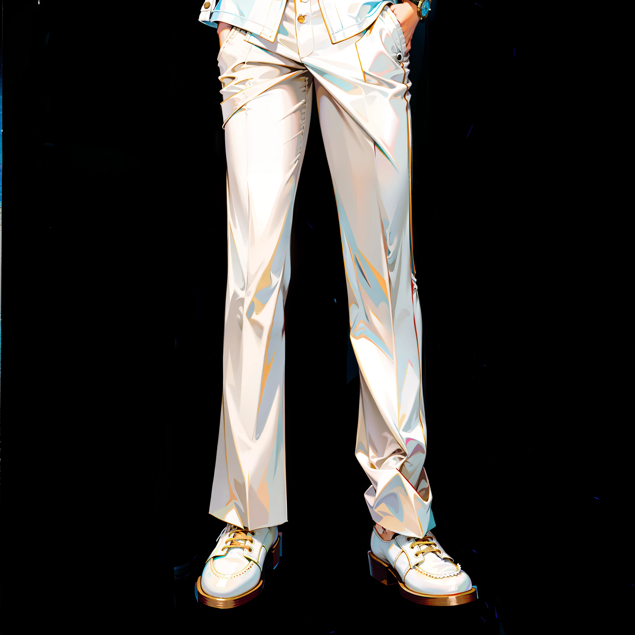 Masterpiece, Best quality,higher details,White shirt,white pantie,White leather shoes,Hand in pocket