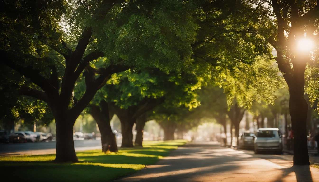 The usual way,The tree々Street trees shining in from between,Summer morning,The sky is infinite