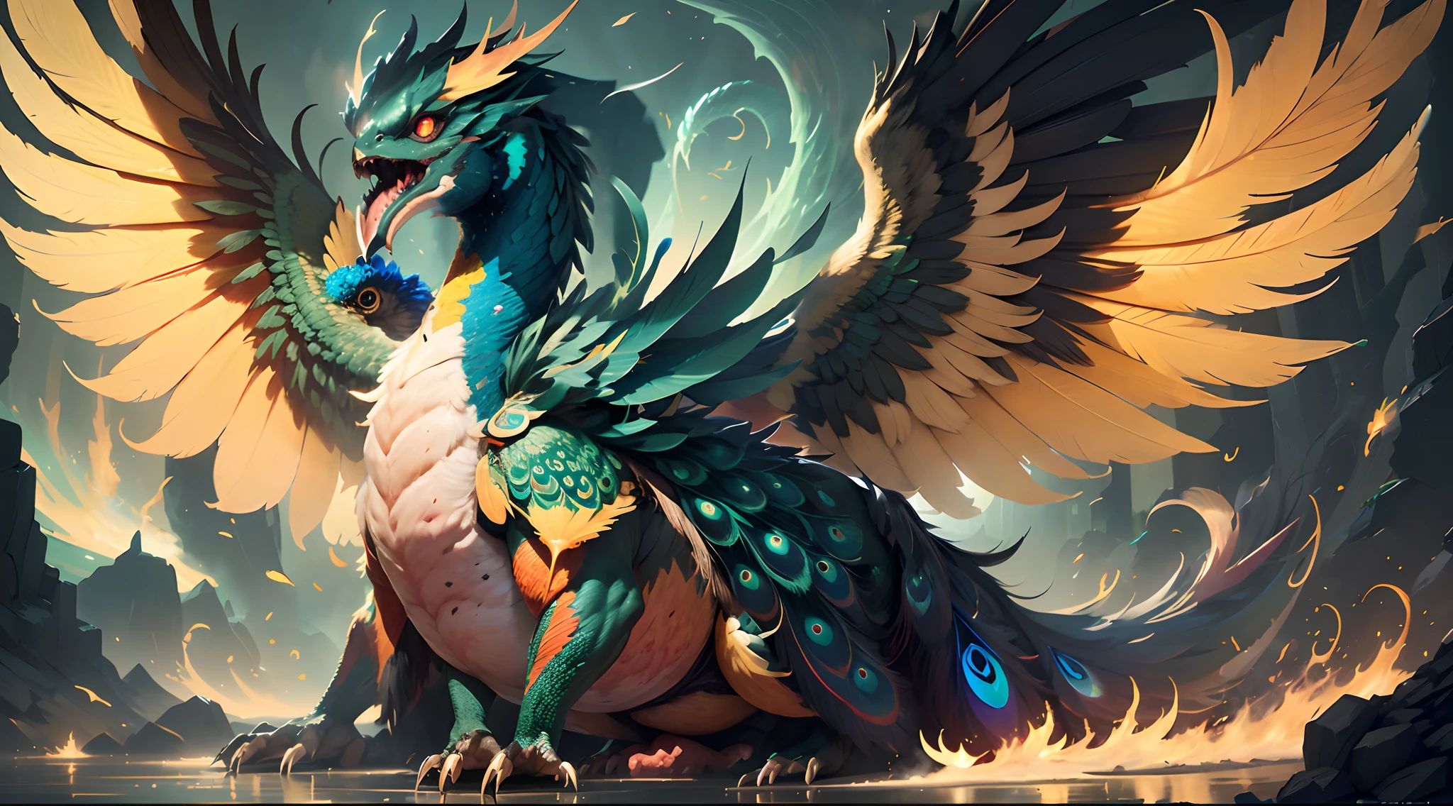Wider neck，thick，Phoenix feathers，Like a peacock