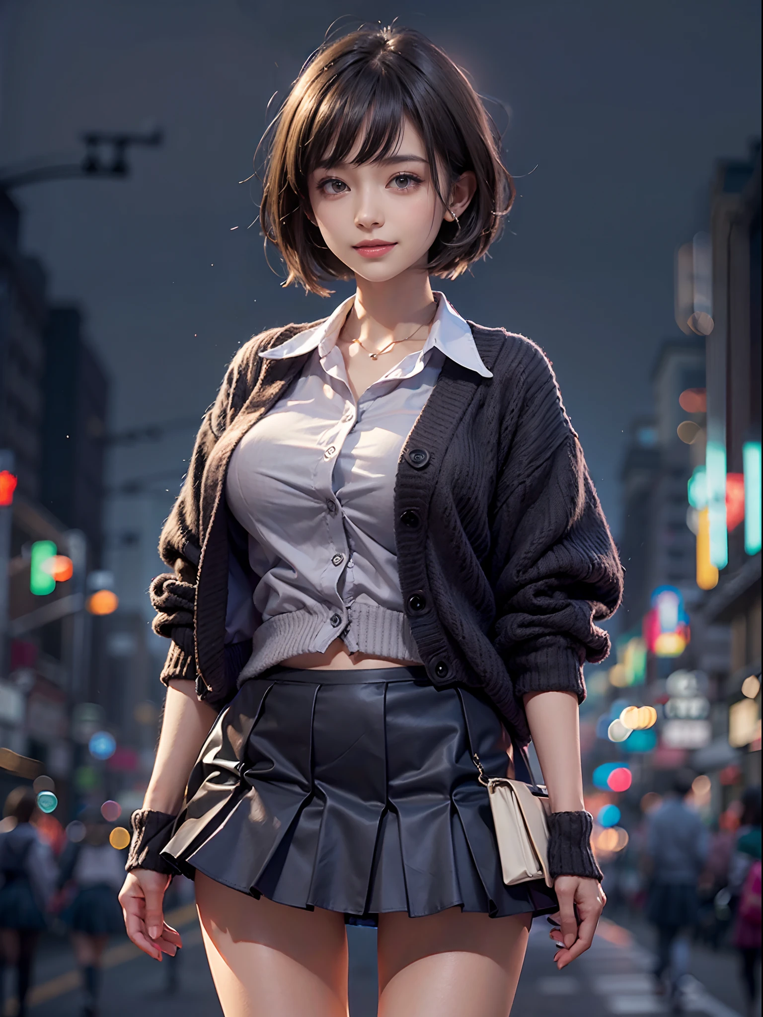 (((2females))), (((skirt rift:1.3))), (((lift skirt myself))), ((panties focus)), ((shool uniform)), ((Cardigan)), ((a miniskirt)), Modern old cityscape, (NSFW), 24 year old, 7headed body, (cute face), (Ideal ratio body proportions), (Composition from head to thigh), Smiling smile, erectile nipple, Sexy body, Wet, short-hair, Dark hair, small tits, A slender, Small buttocks, beauty legs, Skinny Legs, surrealism, Cinematic lighting, depth of fields, One-person viewpoint, F/1.8, 135 mm, nffsw, masutepiece, ccurate, ((Anatomically correct)), Textured skin, Super Detail, high details, High quality, awardwinning, Best Quality, hight resolution, 8K
