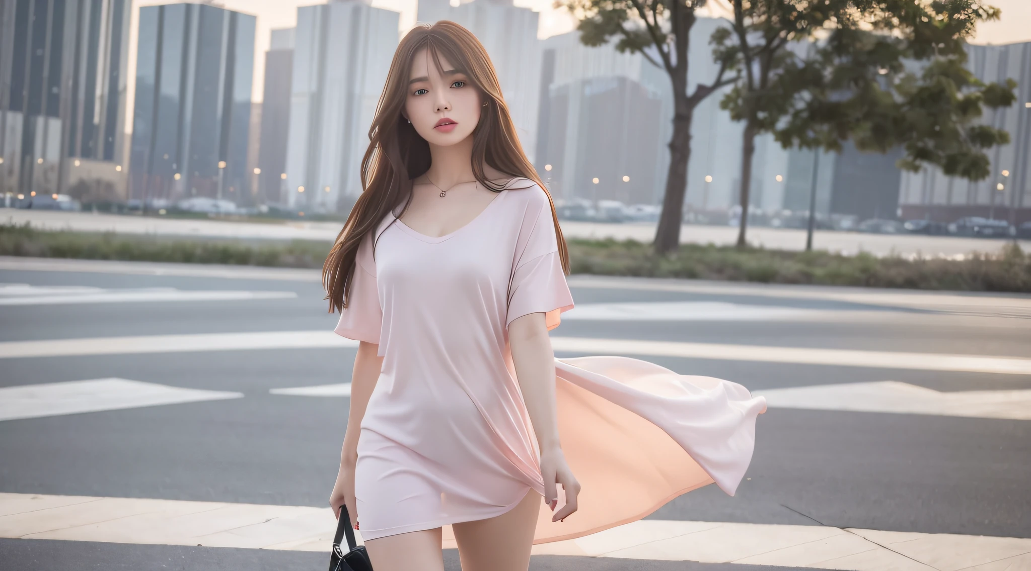 mix4, 20d, solo, long_hair, shirt, dress, high_heels,full_body, look_at_viewer, (8k, RAW photo, best quality, masterpiece:1.2), (realistic, photo-realistic:1.37), professional lighting, photon mapping, radiosity, physically-based rendering,