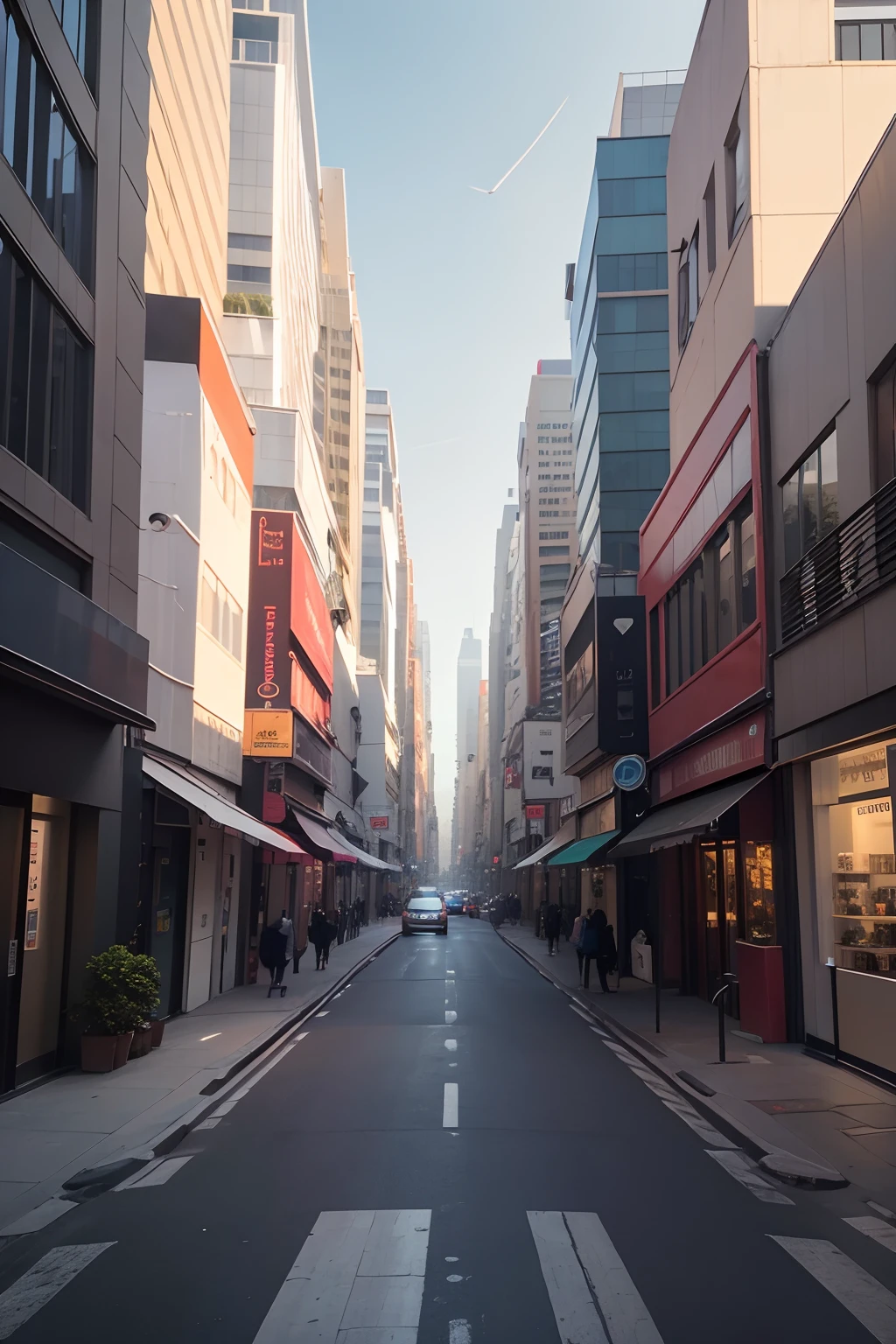 the city street,AI technology is futuristic after popularization