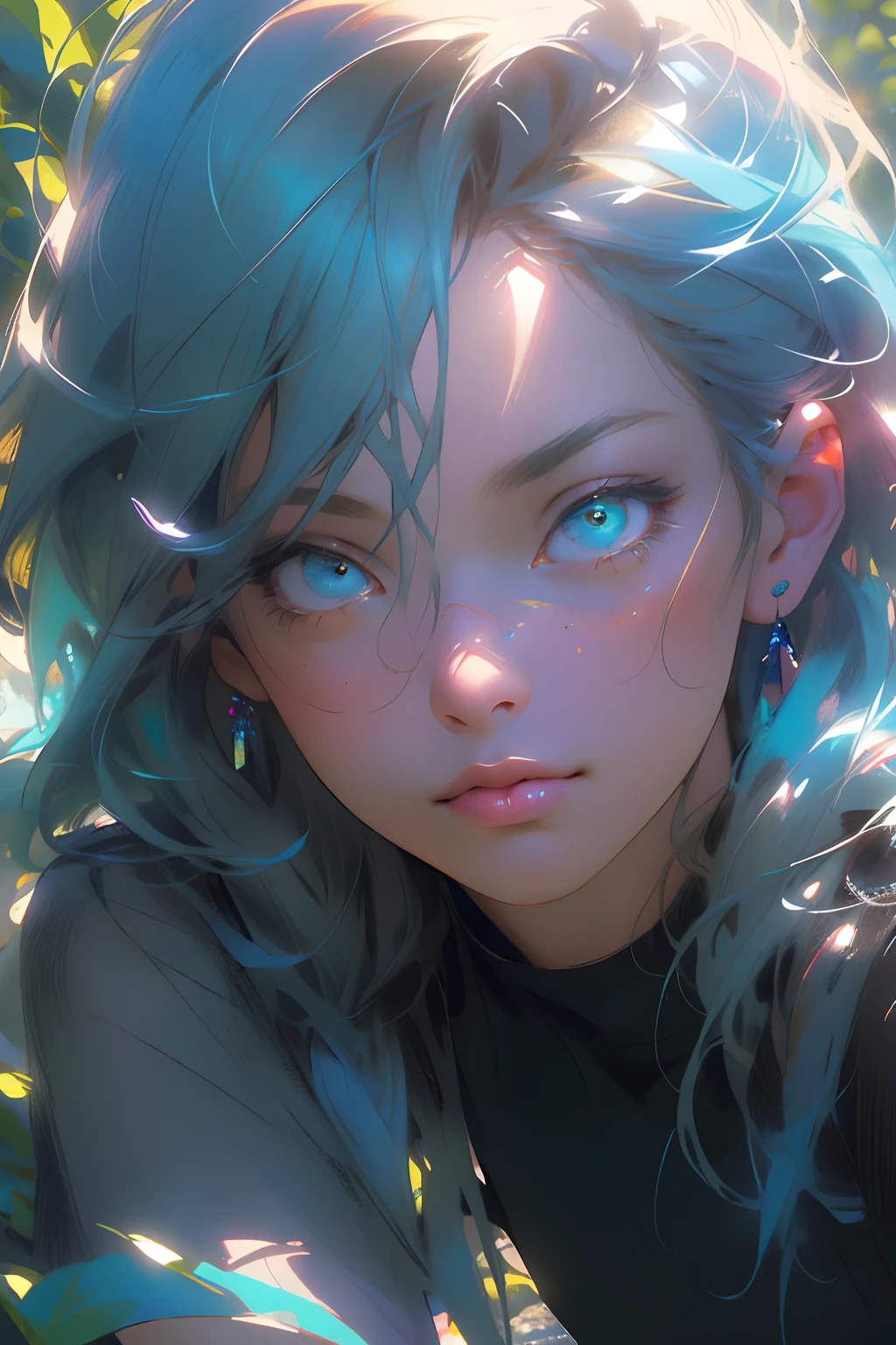 melancholy, quiet, calm, bright, masterpiece, best quality, 1girl, (JinxLol:1.2), (ultra photorealistic:1.3), (masterpiece:1.4), best quality, ((realistic)), high quality, ultra detailed, ((real image)), ((realistic skin)), ((realistic face)),(illustration:1.05), (beautiful:1.05), (beautiful detailed eyes:1.05), (cinematic light:1.1), turquoise blue detaches, full body