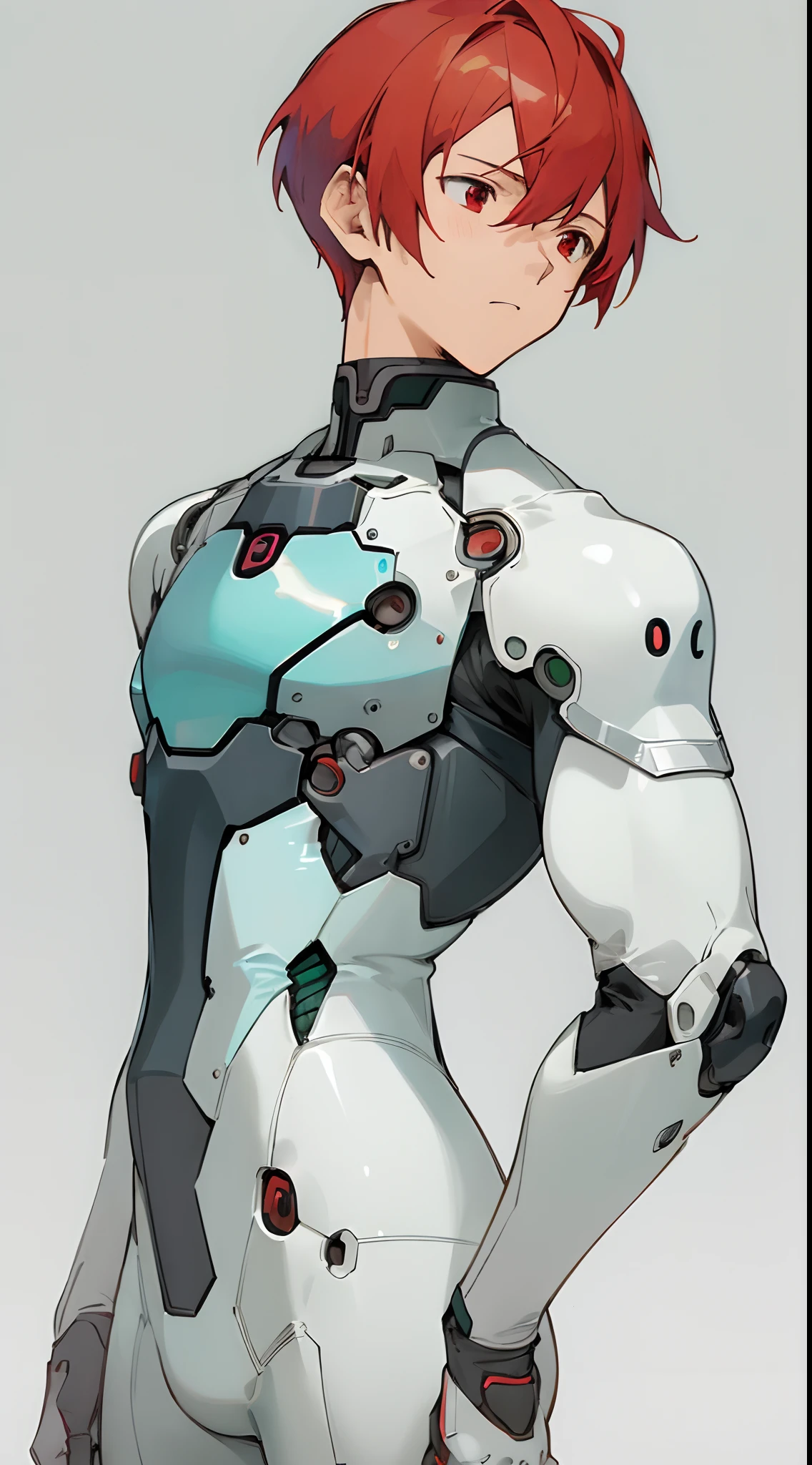 (masterpiece, best quality) detailed, 1Character , blue archive art style ,  pastel washed out colors , cell shade , soft, muted shades ,gentle colors ,


Wearing a mix of a futuristic body suit and sword art online outfit ,Handsome man , red hair , very Short hair, ((Ivy League Haircut:1)) , red eyes , light skin , ((muscular:1)),masculine ,age 33