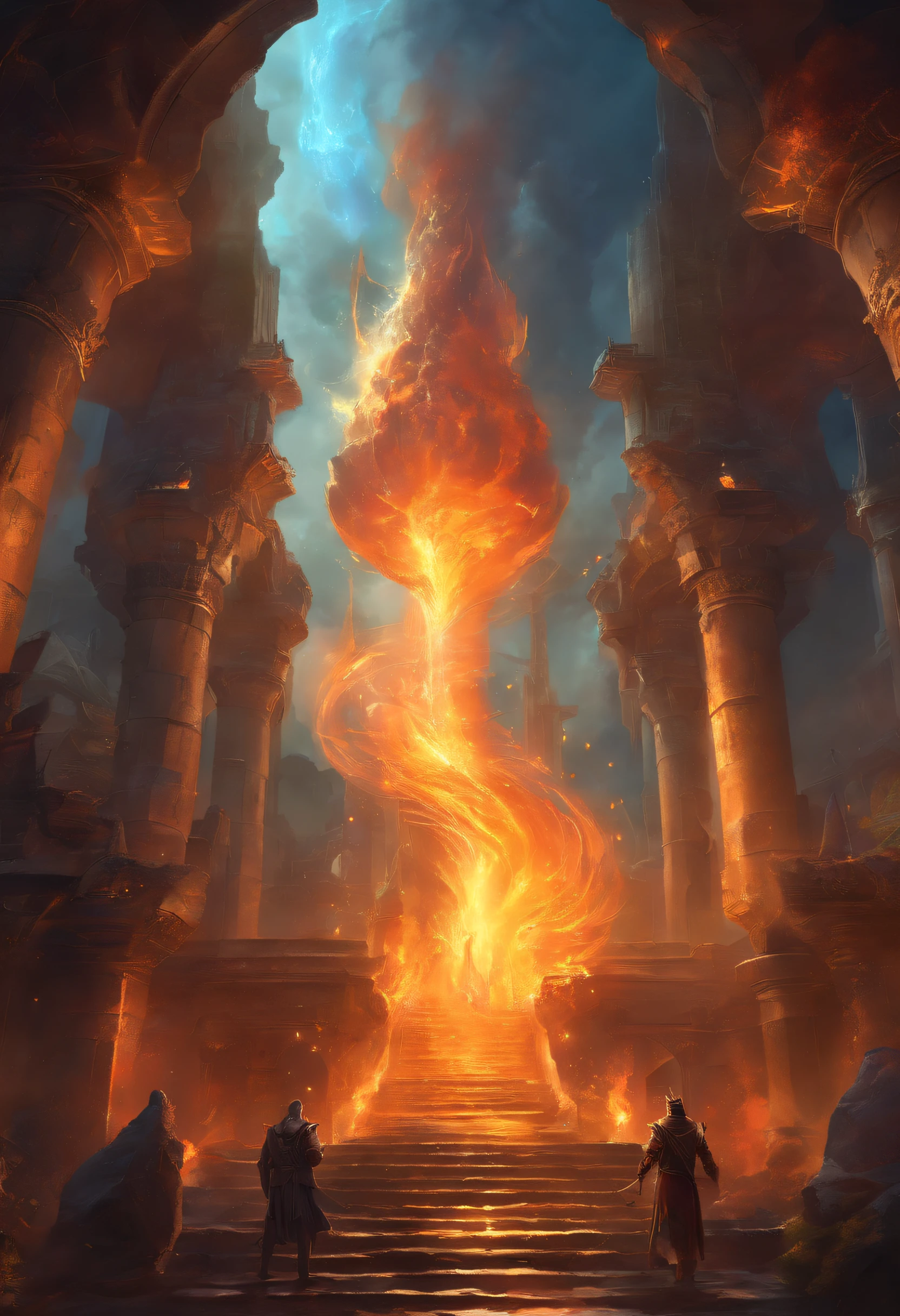 A roaring alchemical furnace,The fire burst into the sky,ding