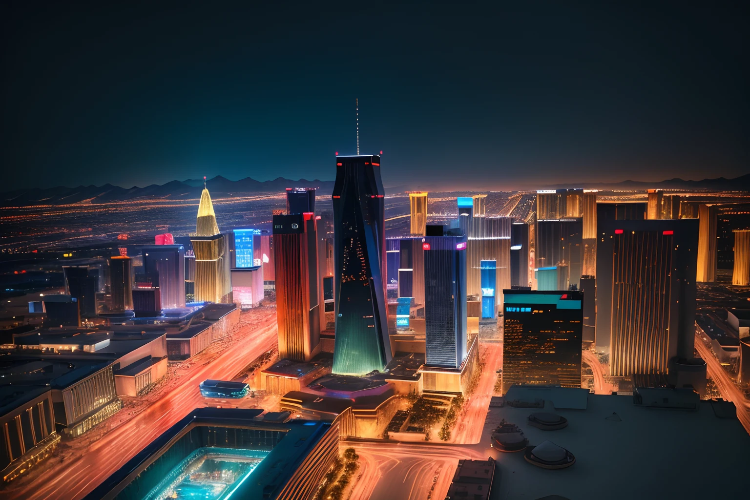 mini\(ttp\), (8k, RAW photo, best quality, masterpiece:1.2), cyberpunk city, isometric, miniature, landscape, glass bowl, las Vegas, Luxor, stratosphere