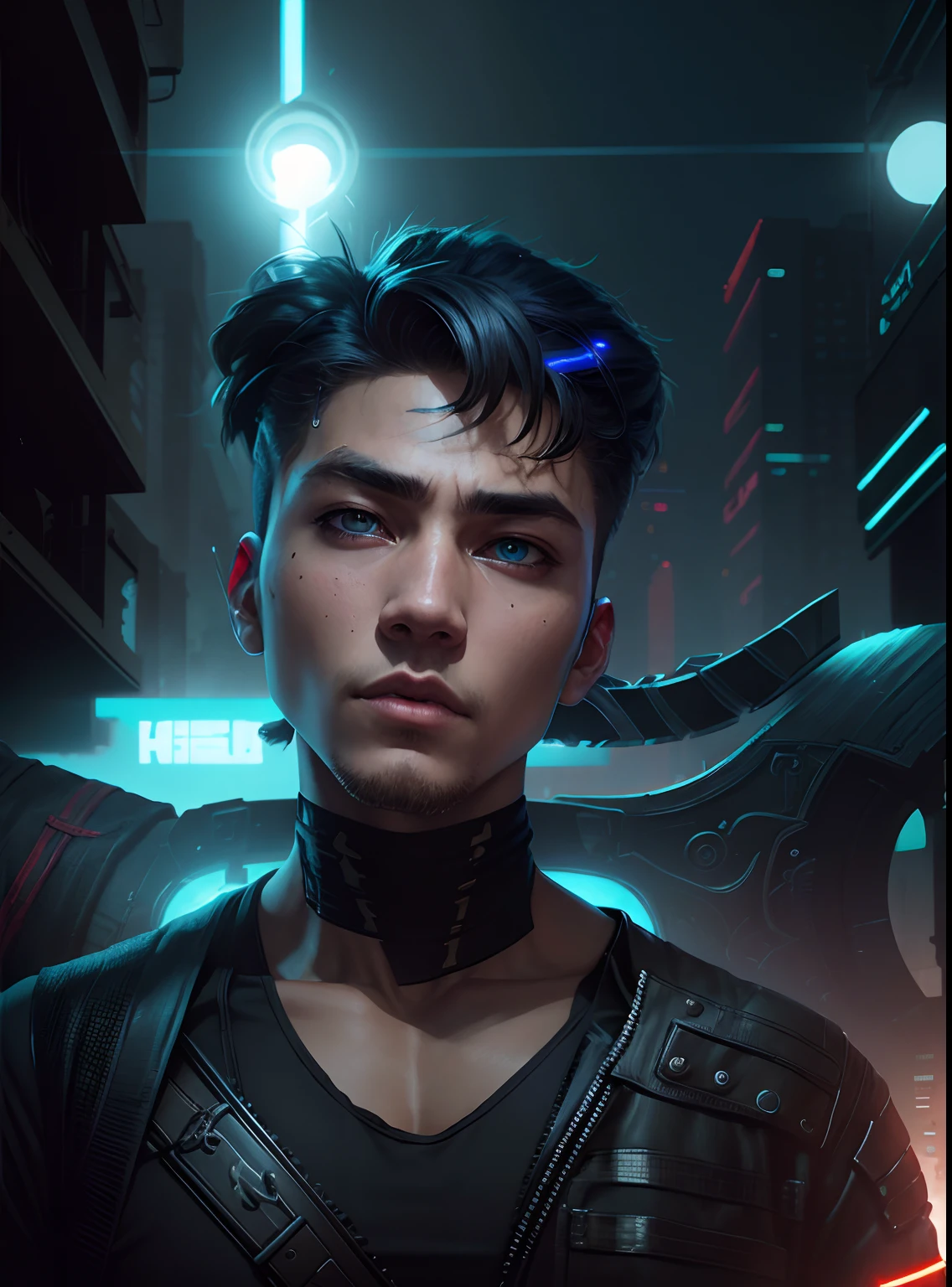 Change background cyberpunk boy realistic skin face 7k ultra