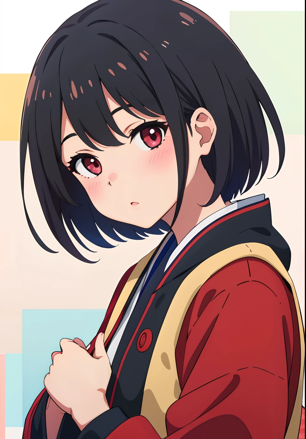 (Hi-Res、top-quality:1.2)、1girl in、red blush、独奏、doress、Takina Inoue