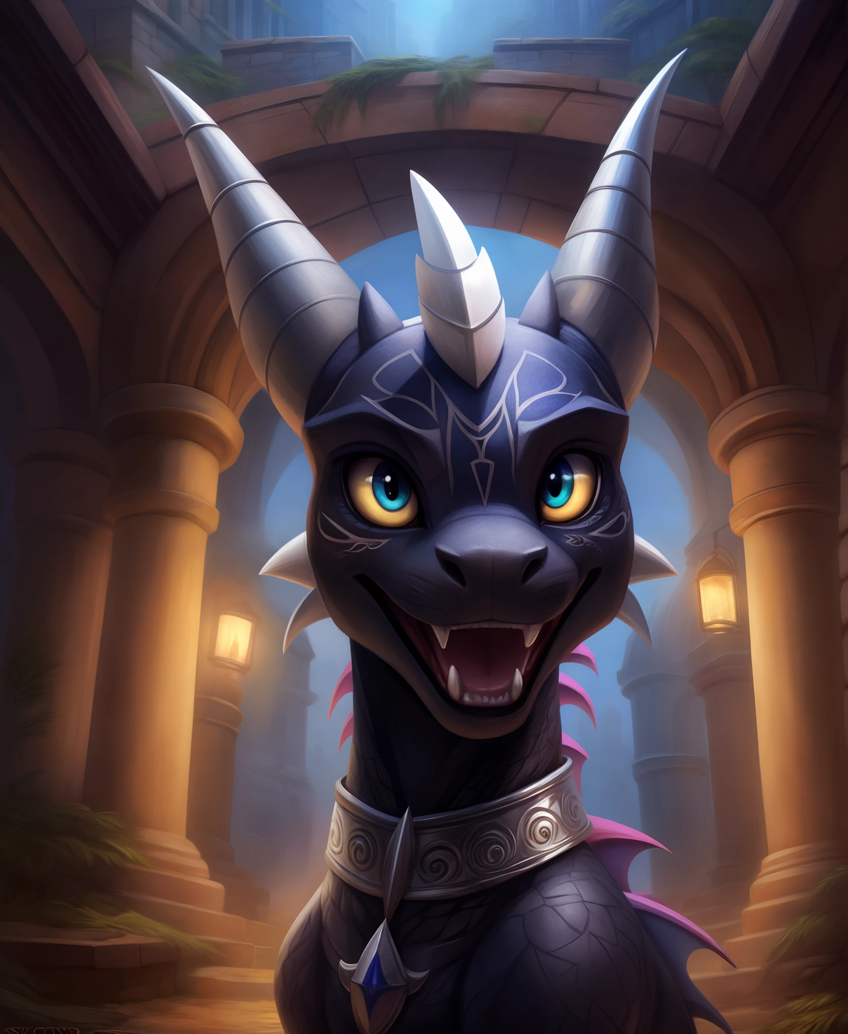Cynder furry, feral, detailed extremely , masterpiece, looking viewer, detailed background, happy,