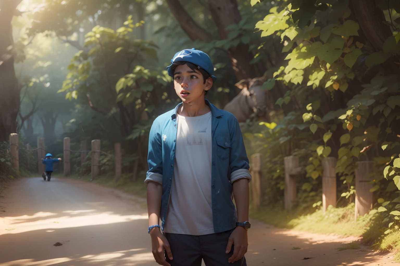 Peter is a curious and adventurous boy about 4 years old. Ele tem cabelos castanhos e olhos curiosos. Always wear his favorite blue cap. Pedro is the leader of the group of friends and is determined to explore the Dark Forest, even if you're a little scared at first. He is brave and loves to discover new things.