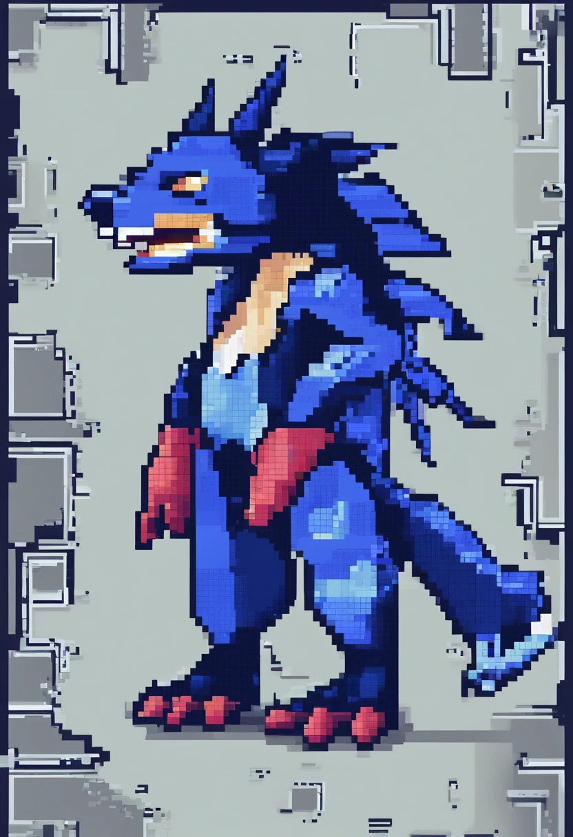 sprites, character, blue dragon, side view, front view, back view