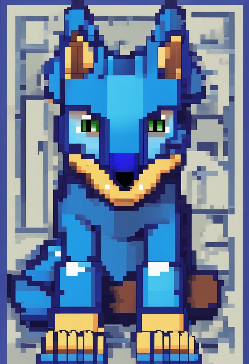 blue wolf Dragon digimon