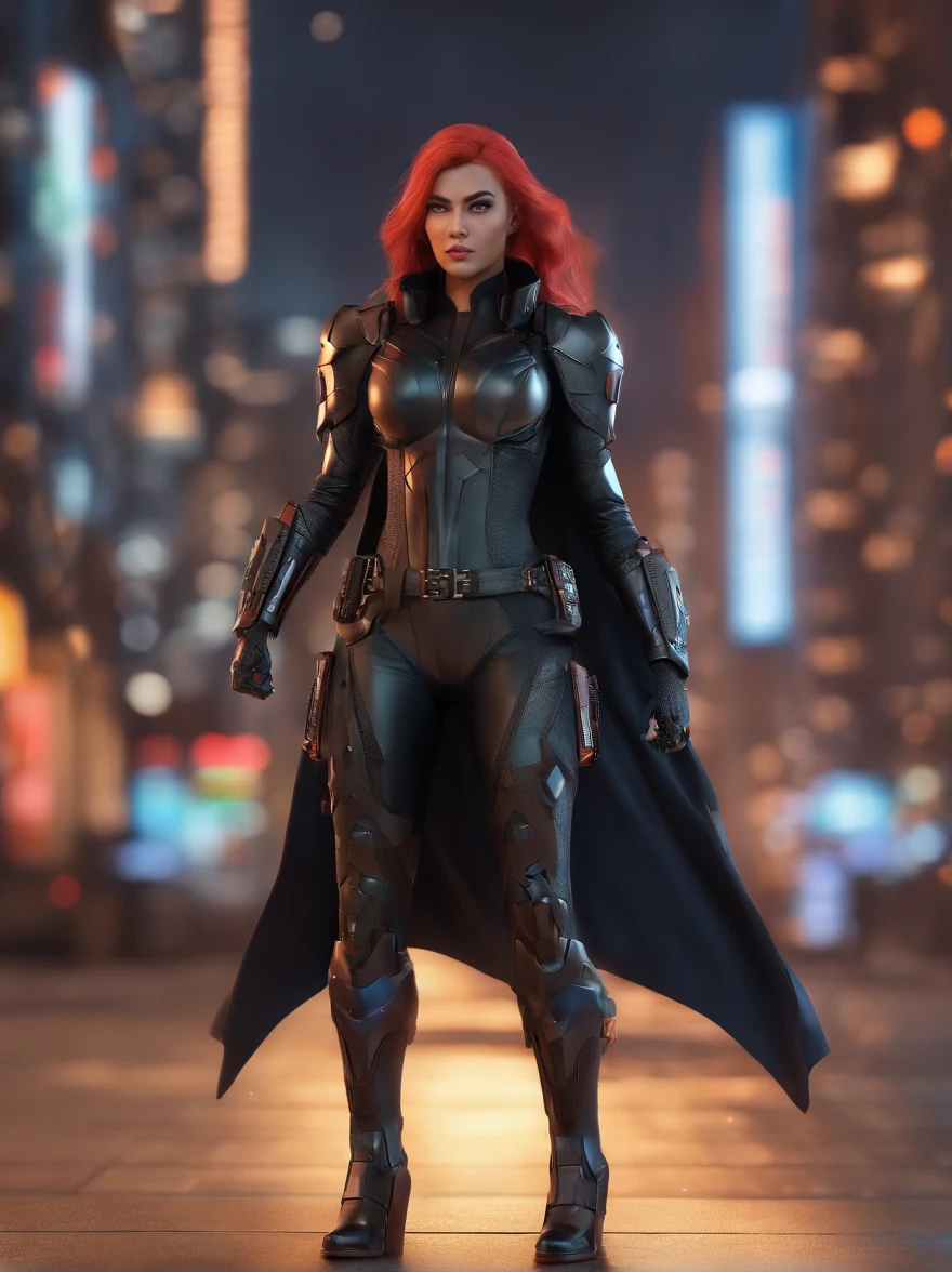 full body (dark evil) 2 defiant-looking superheroines in black leather body armor