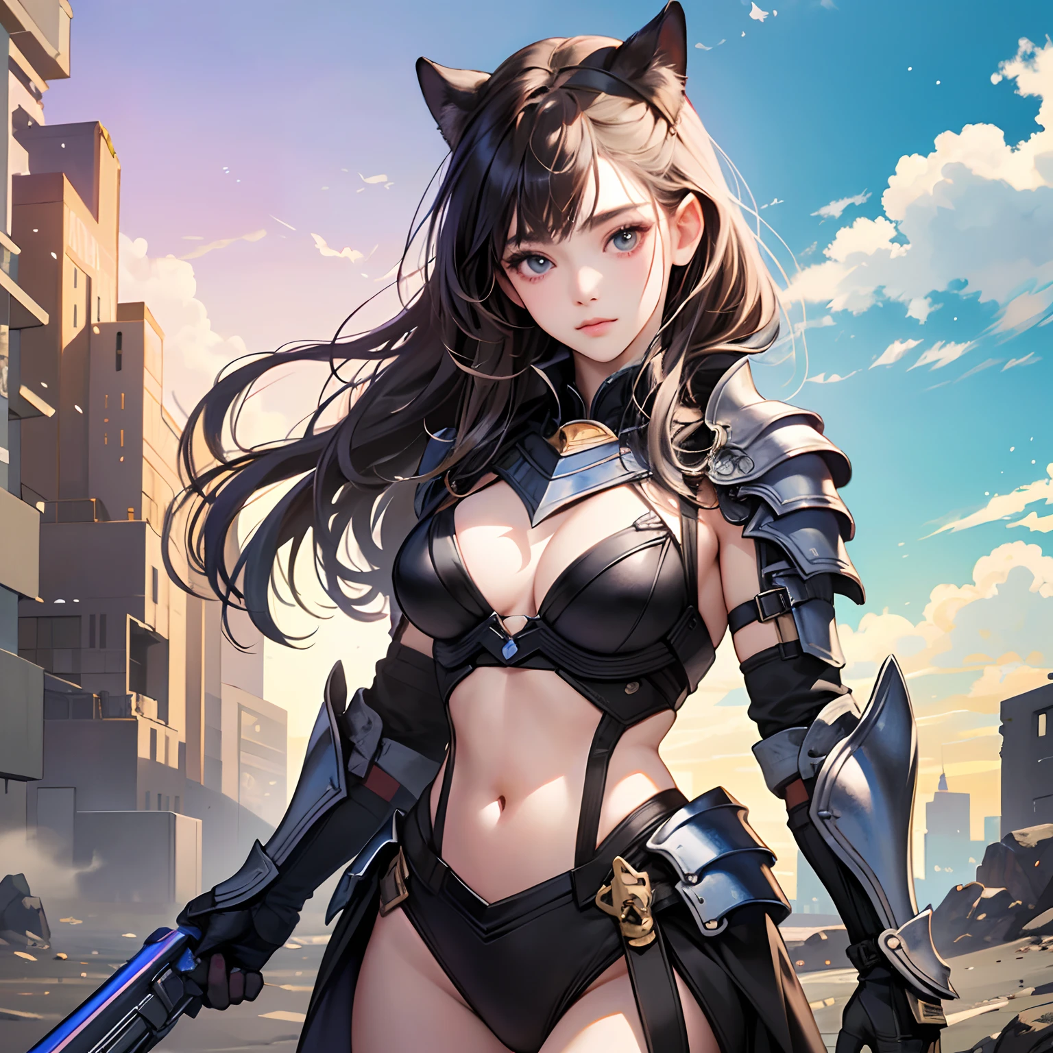 (8k)、(top-quality)、(masuter piece:1.2)、(realisitic)、(Photorealsitic:1.37)、ultra-detailliert、女の子 1 人、Looking at the viewer、full bodyesbian、28 year old、bikini-armor