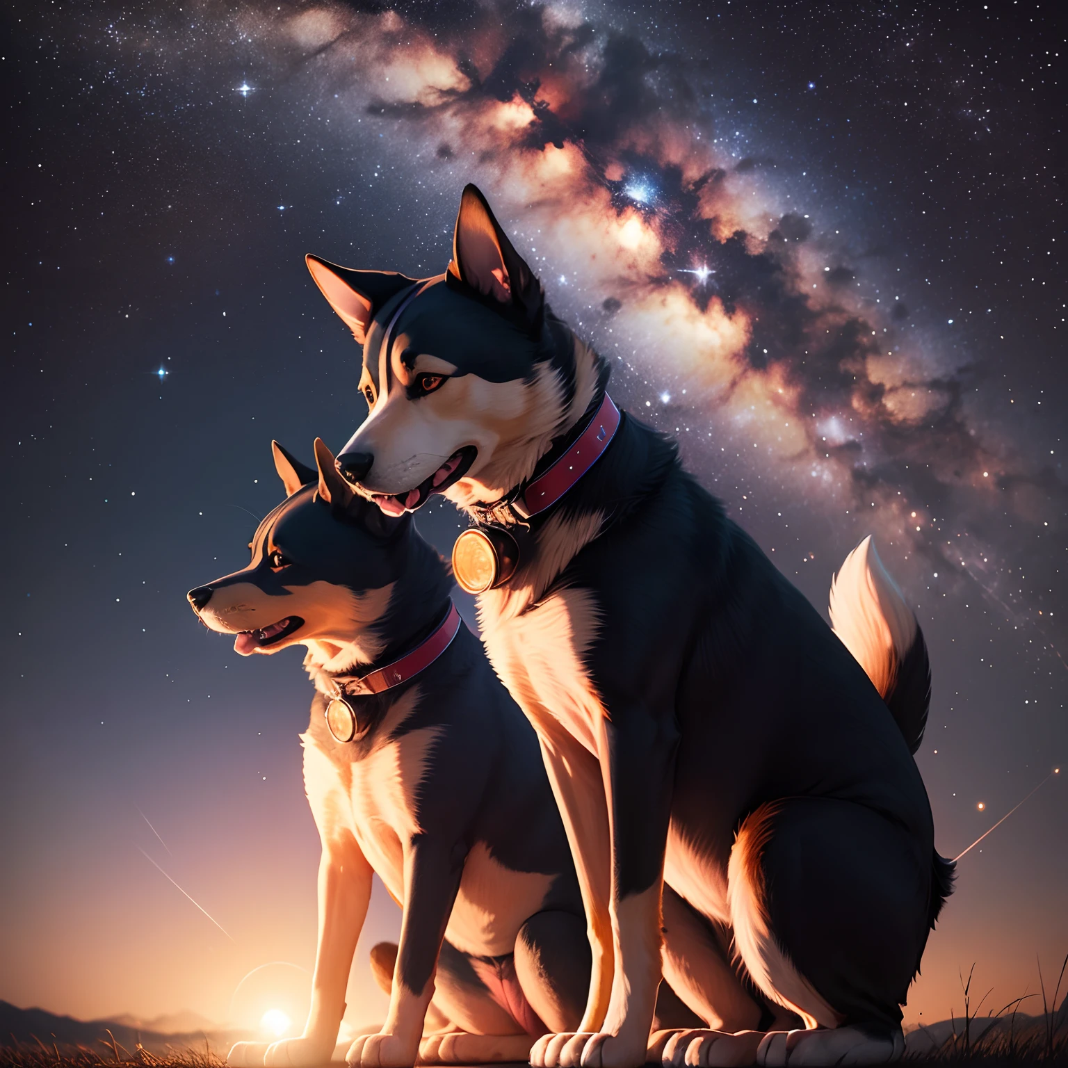 A playful dog exploring the vibrant and rocky landscape of Mars. The dog is standing on a Martian surface covered in red dust and scattered rocks, with the backdrop of a clear, starry sky. The dog's tail wags as it looks curiously at the alien terrain. Adventurous, inquisitive, otherworldly, energetic, dynamic, boundless curiosity, agile movement. Artist or Style Inspiration: Salvador Dalí, with his surreal and dreamlike imagery, Yayoi Kusama, with her bold and vibrant patterns, and Charles M. Schulz, the creator of "Snoopy" with his whimsical and lively drawings. HD resolution, capturing the fine texture of the Martian surface and the dog's fur. Use vibrant color palettes with a mix of warm and cool tones to create an otherworldly atmosphere. Enhance the details of the dog's facial expressions and movements. Implement a subtle depth of field to focus on the dog while giving a sense of the vastness of the Martian landscape. Create a panoramic view to showcase the expanse of the Martian scenery. Incorporate a slight motion blur effect to enhance the dog's agility and energy. Add a touch of luminosity to the stars in the sky to make them appear more magical. Finally, use brushwork inspired by Dalí, Kusama, and Schulz to bring a unique artistic flavor to the image. --v 5.2 --auto