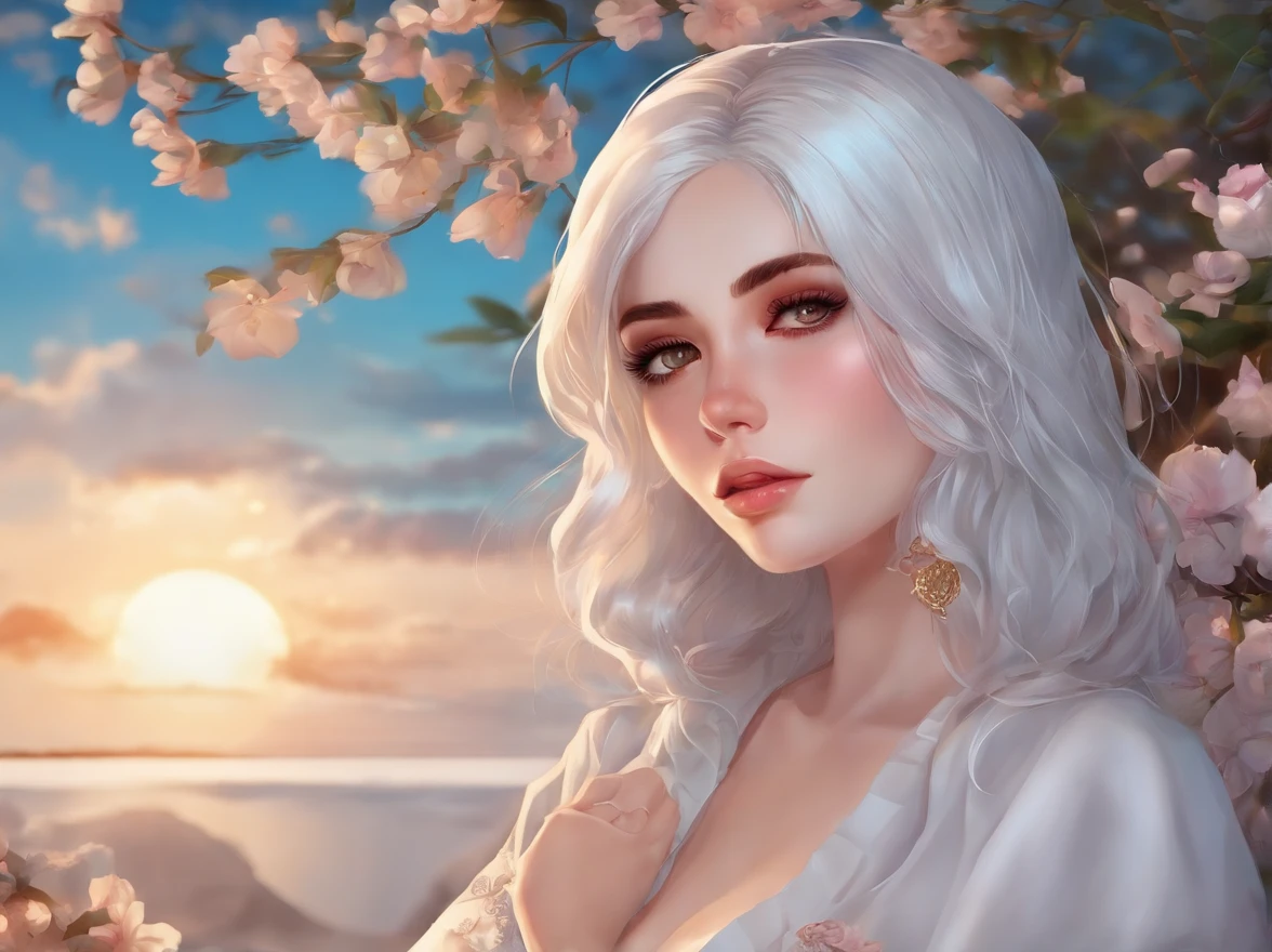 personagem de hentai feminina de cabelos brancos e curtos nua sexy