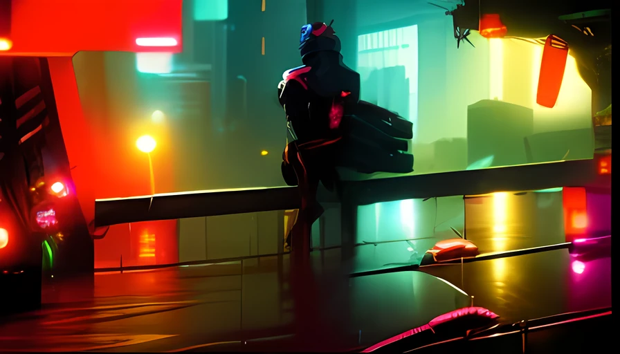 Anime scene of a man standing on a platform of a building, in the cyberpunk city, He is traversing the City of Shadows, at a cyberpunk city, at a cyberpunk city, Blade Runner City's, persona 5 phantom thief style, at a cyberpunk city, china town blade runner, in a Cyberpunk city, in a futuristic cyberpunk city, Persona 5 Style