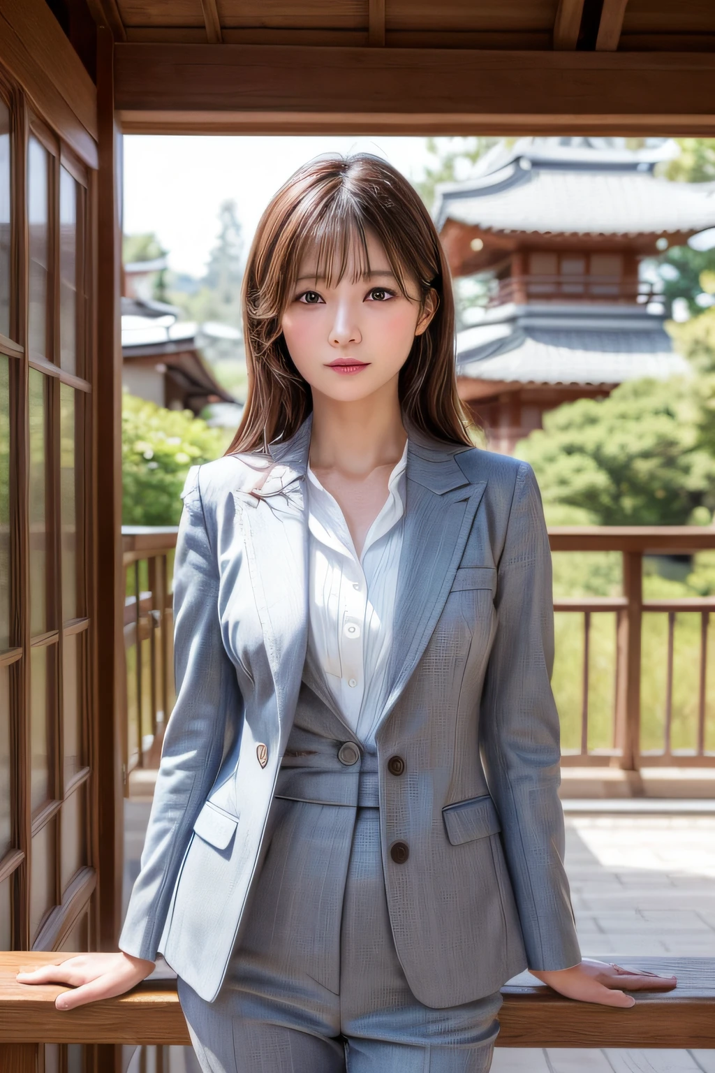 ((Top image quality、8K、masterpiece:1.3))、Realistic high-quality photos、top-quality、girl cute-fine face、40 years old beautiful Japan girl、OL、suits