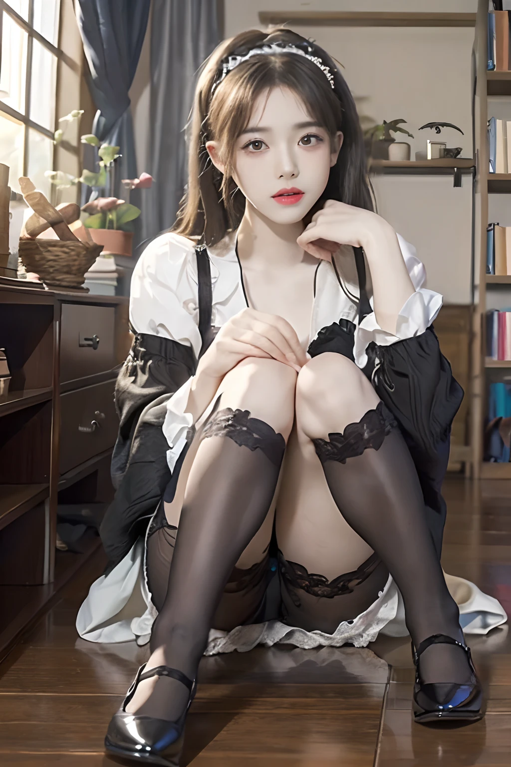 ((top-quality、8K、masterpiece:1.3))、foco nítido:1.2、(realisitic、Photorealsitic:1.37)、TRASPARENZE LISBONA 、Lace Botanical Pattern Stockings