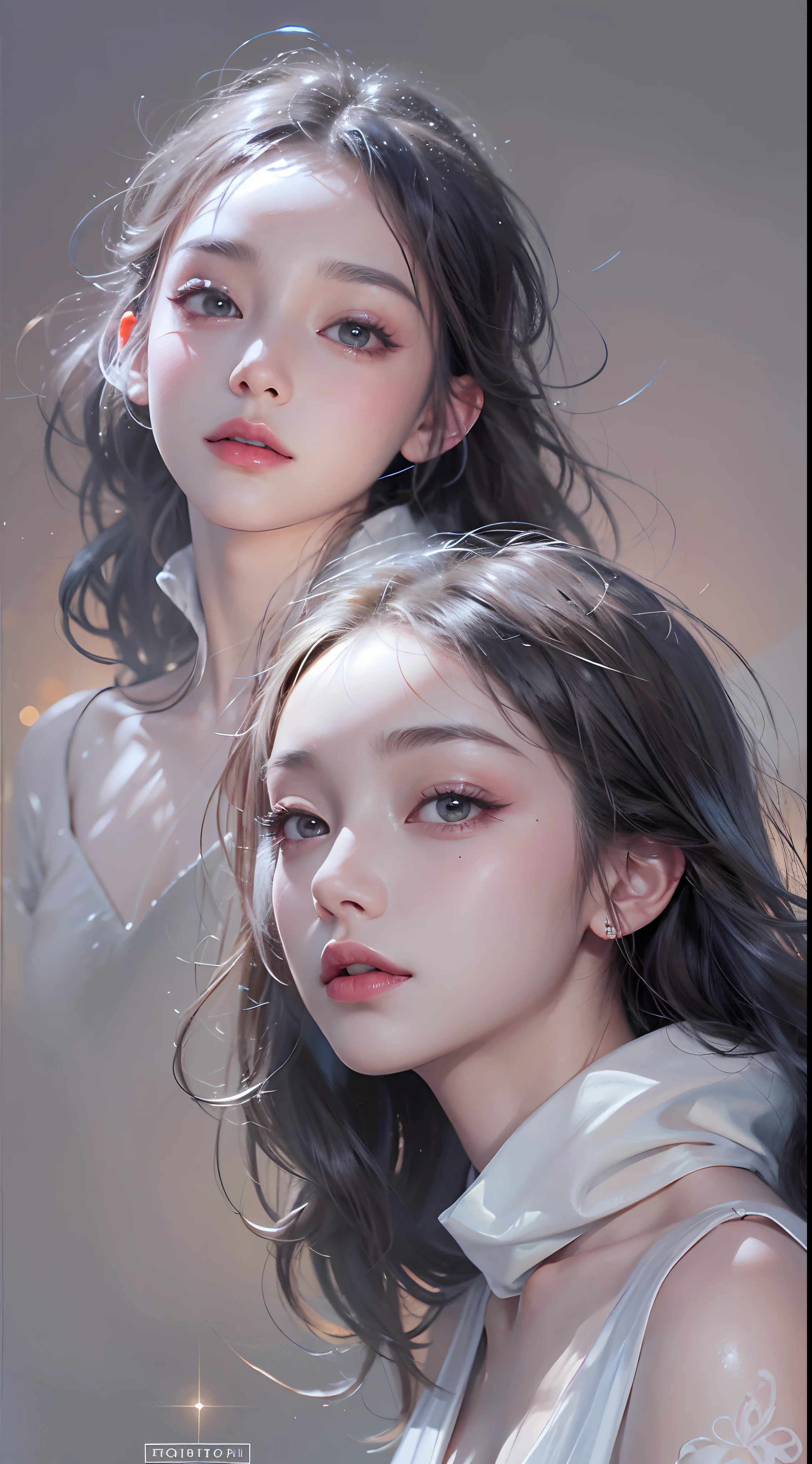 1girll,(enchanced quality:1.4),(Top quality true texture skin), Delicate face,Black hair, Gradient hair, Petite body,(perfect bodies:1.1), There are precious stones on the forehead, rimless eyewears, Sparkling pupils,long eyelasher,grin, hyper photorealism, Cinematic lighting, projected inset, surrealism, hyper HD, Masterpiece, 16k,Lie down,dream on,Wear transparent silk pajamas,Carmelto,Legs slightly open,Tattooed with,Fantasy space,Luxurious space