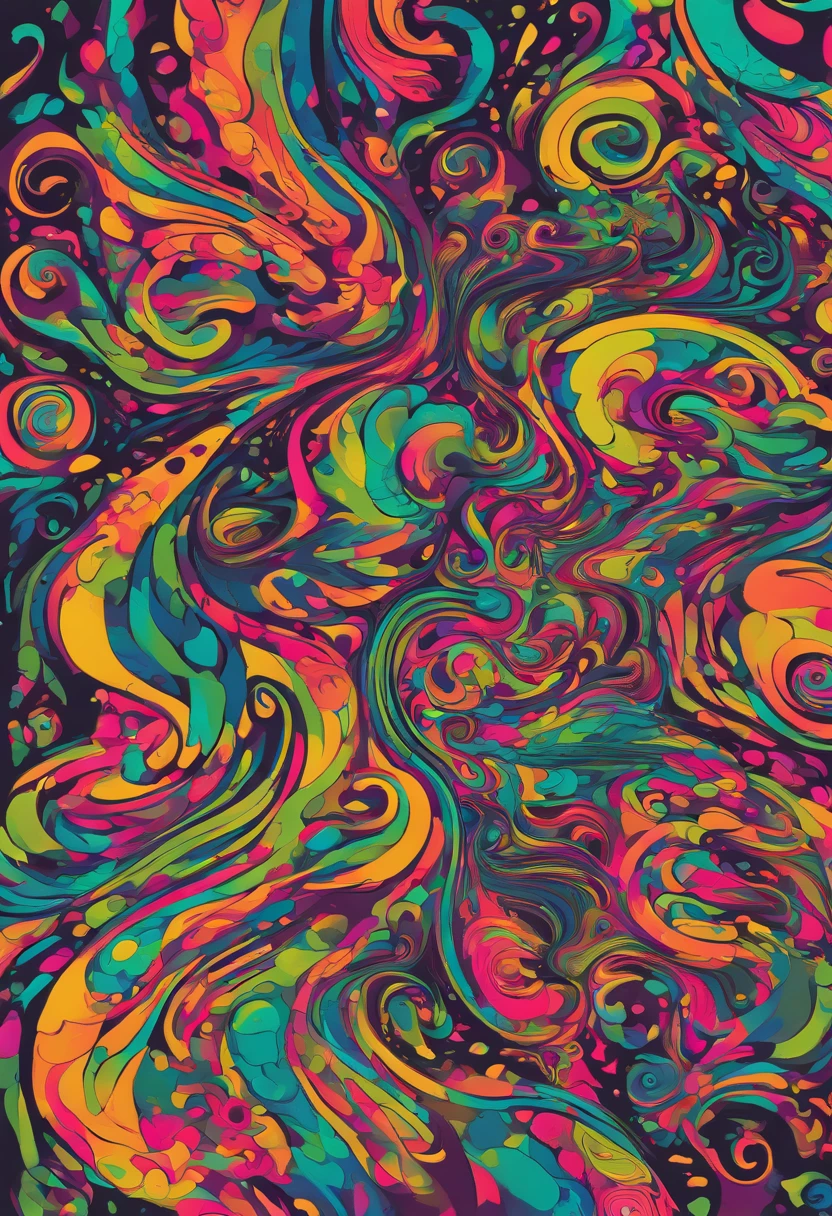 depicts psychedelic black and white shapes
